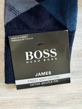 NWT Hugo Boss James Argyle Dress Socks in Navy and Grey. NEW ❤️